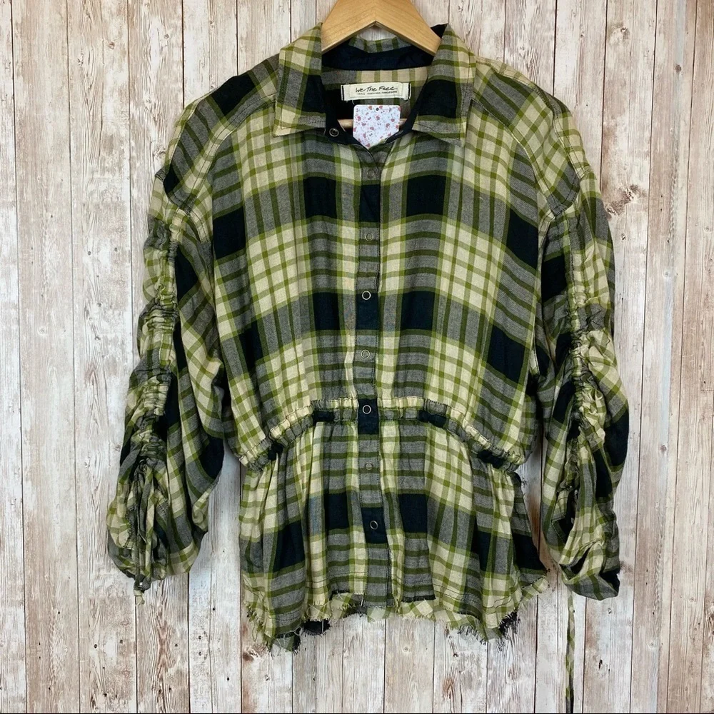 Free People Pacific Plaid Wool Blend Shirt Size Small Women - Picture 4 of 16